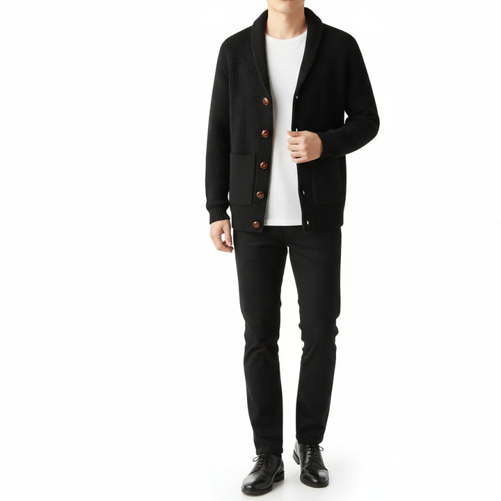 Men's Vintage Knit Cardigan with Volcanic-Style Buttons