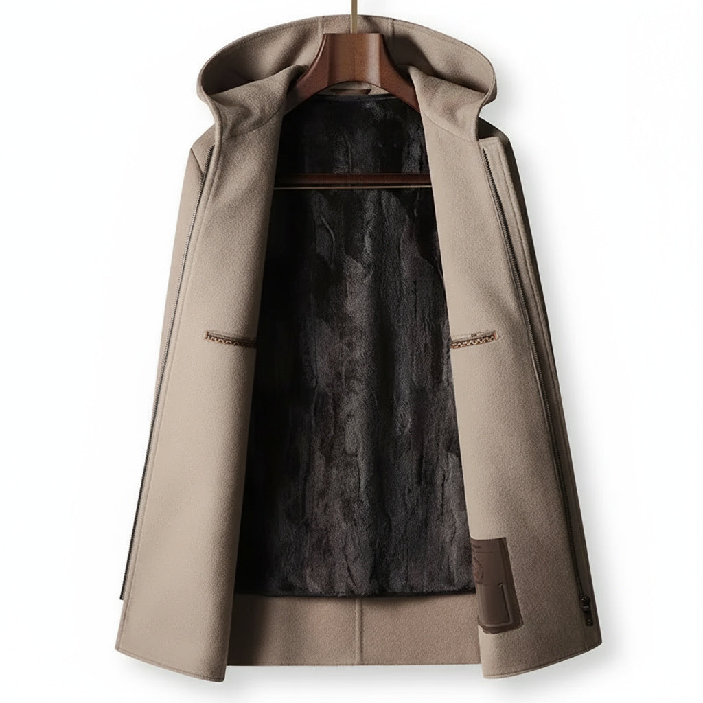 Men's 100% Woolen Hooded Coat