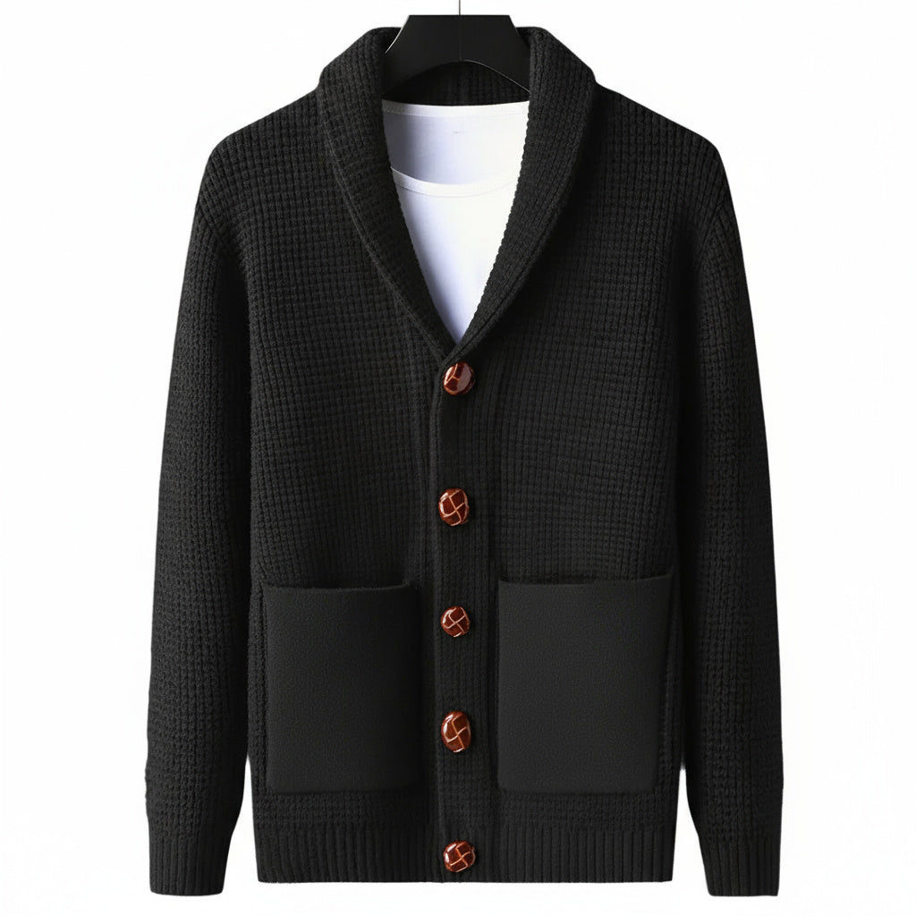 Men's Vintage Knit Cardigan with Volcanic-Style Buttons