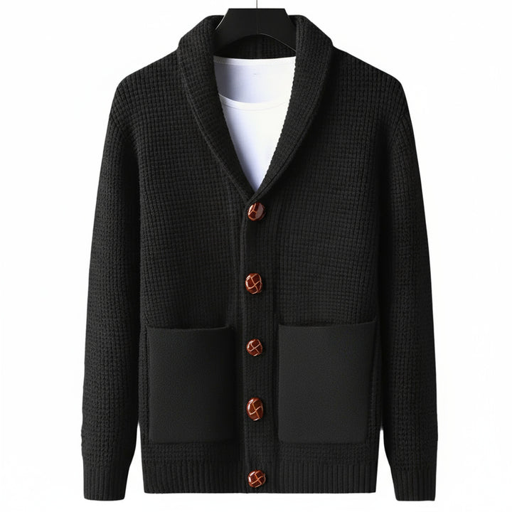 Men's Vintage Knit Cardigan with Volcanic-Style Buttons