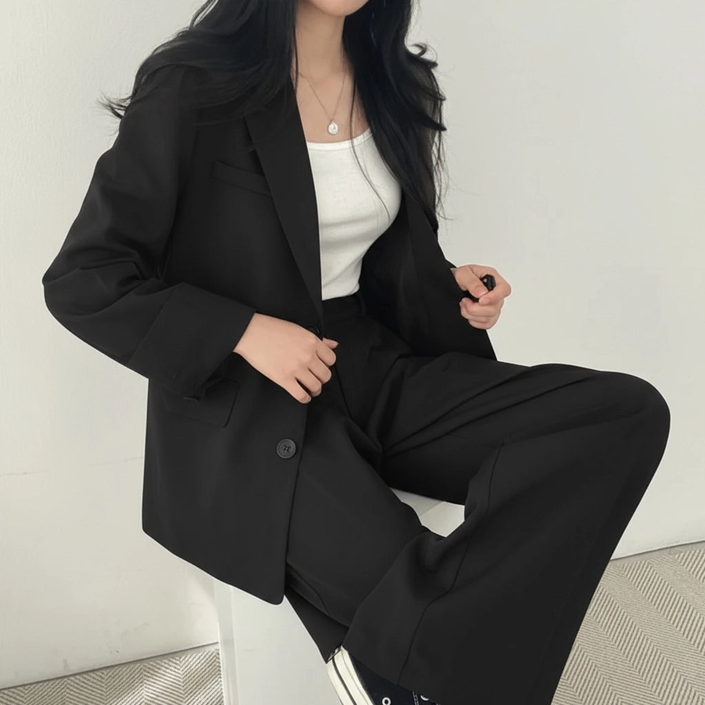 Women's 2-Piece Suit Set – Blazer with High-Waisted Trousers