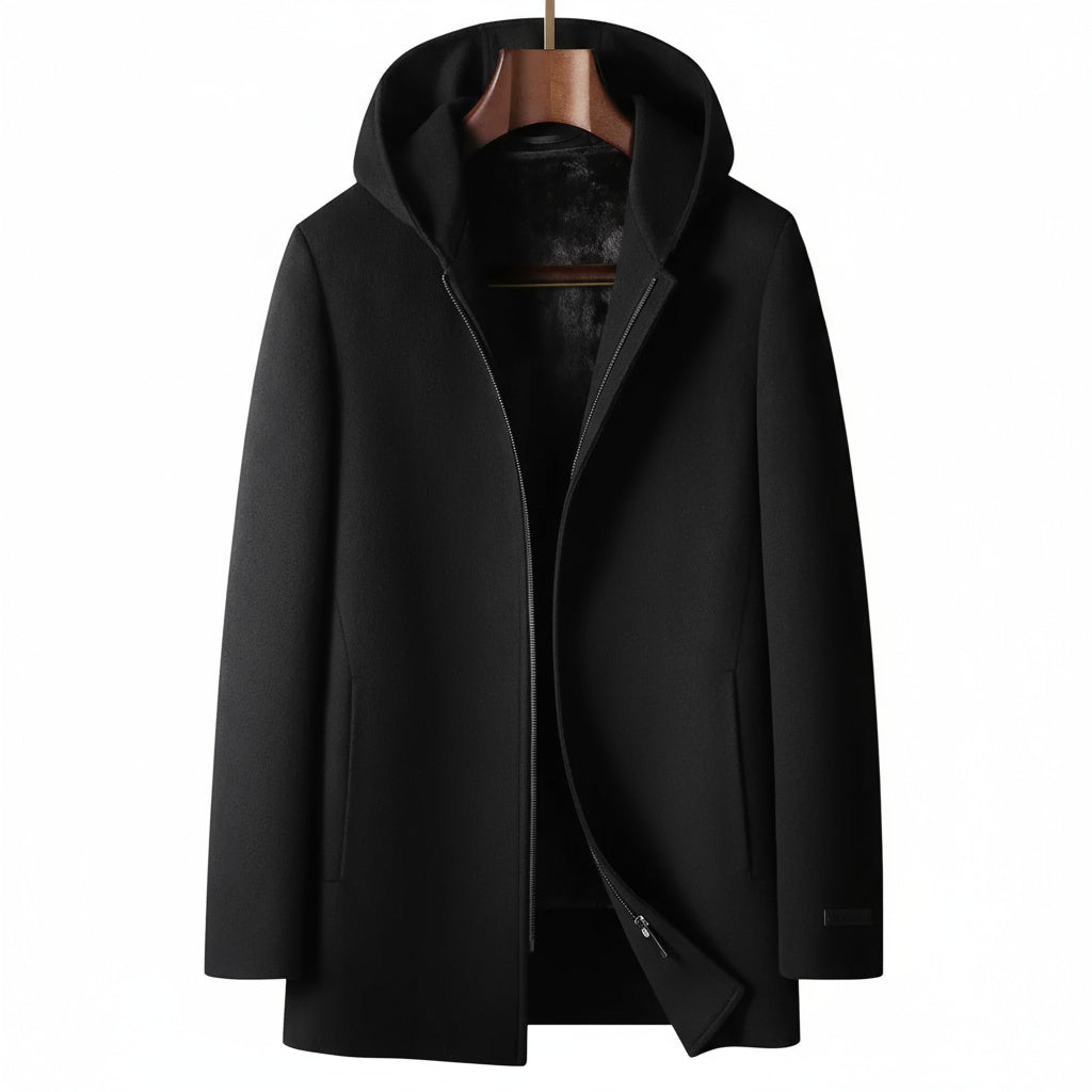 Men's 100% Woolen Hooded Coat