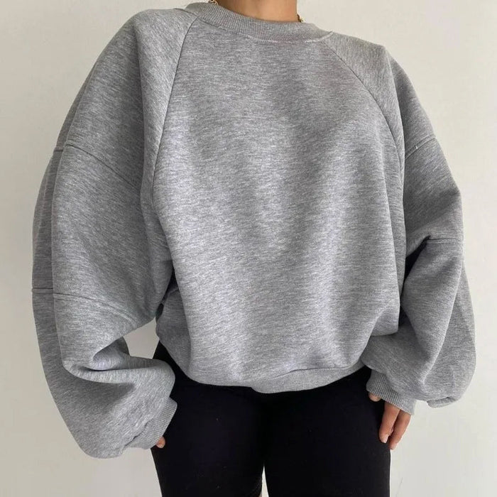 Women’s Relaxed Fit Sweater with Crew Neck and Balloon Sleeves