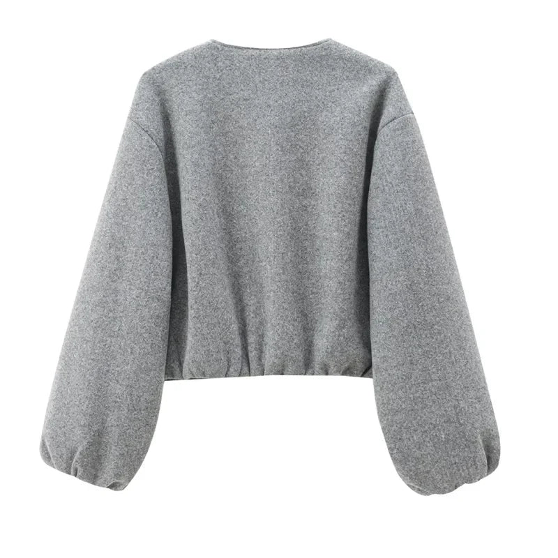 Women's Cropped Bomber Jacket – Stylish Comfort with Zip Front