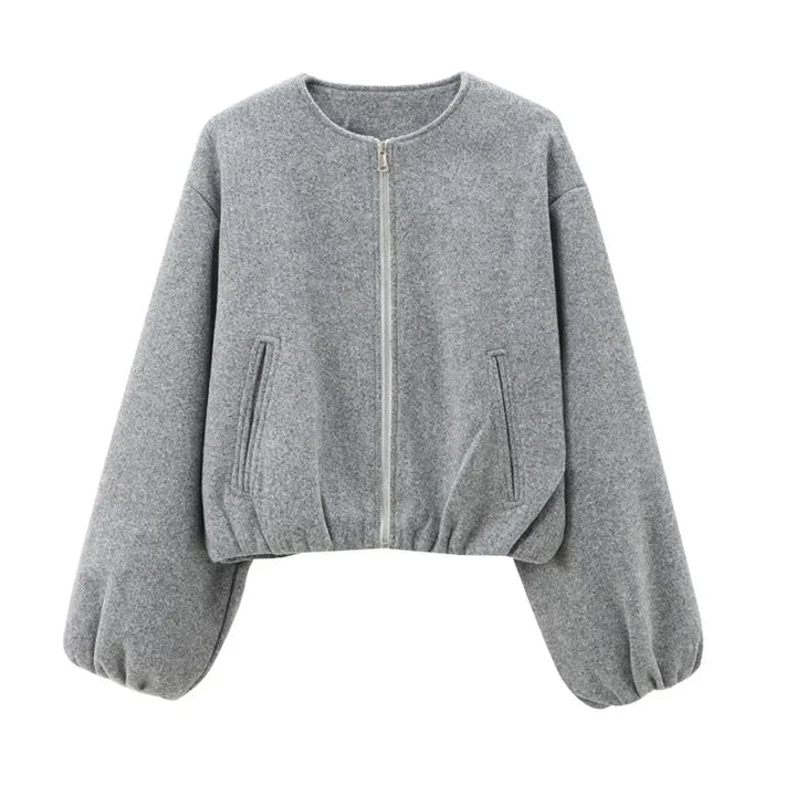 Women's Cropped Bomber Jacket – Stylish Comfort with Zip Front