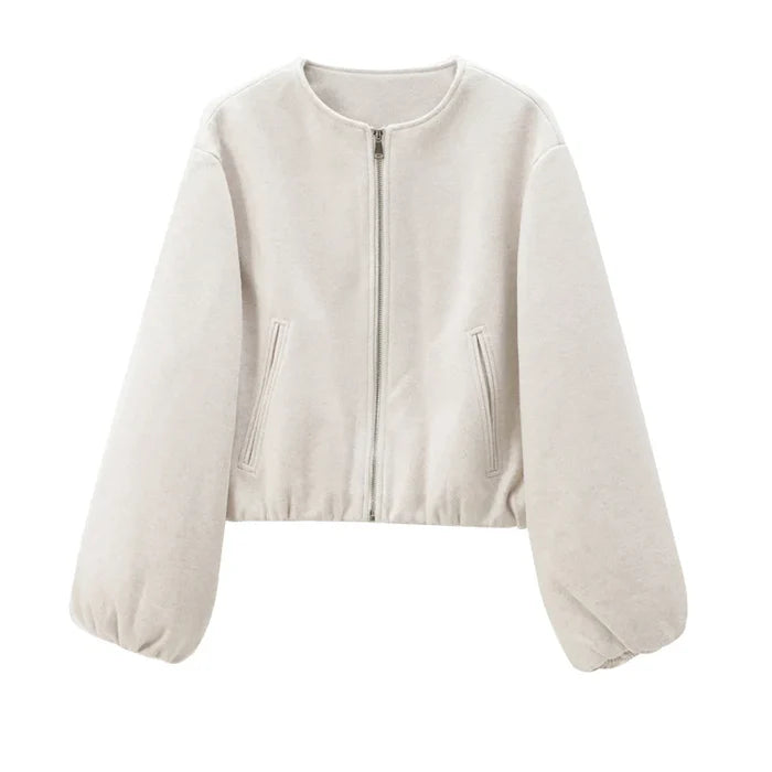 Women's Cropped Bomber Jacket – Stylish Comfort with Zip Front