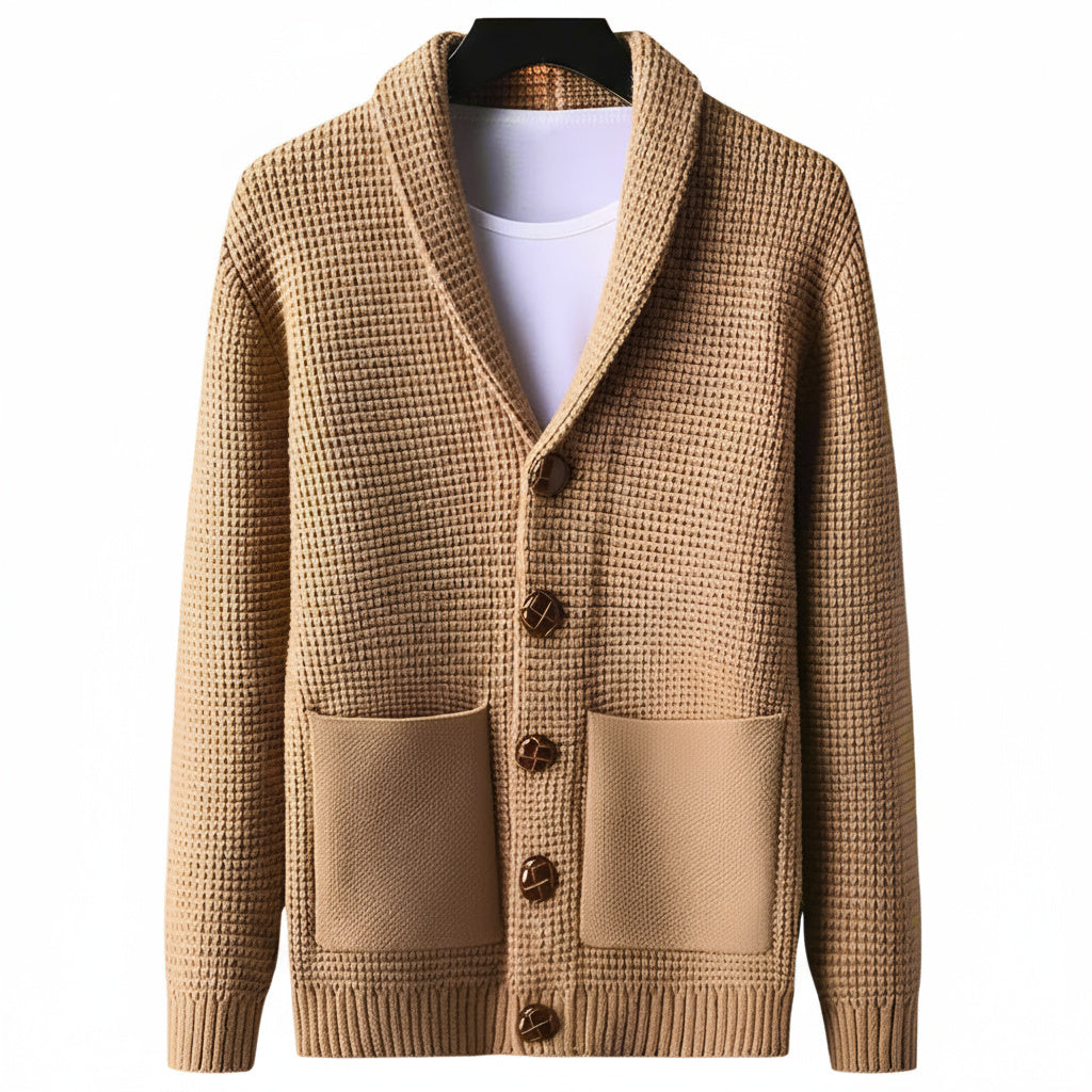 Men's Vintage Knit Cardigan with Volcanic-Style Buttons