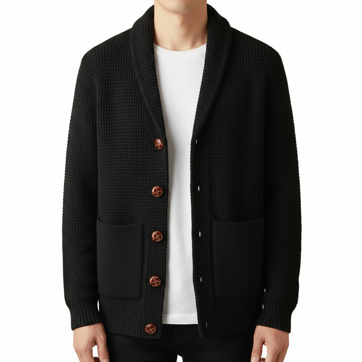 Men's Vintage Knit Cardigan with Volcanic-Style Buttons