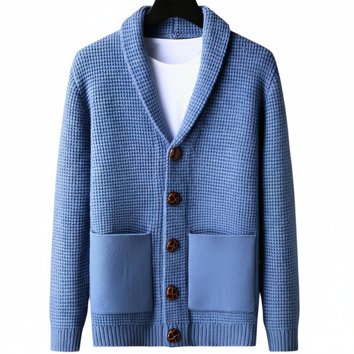 Men's Vintage Knit Cardigan with Volcanic-Style Buttons