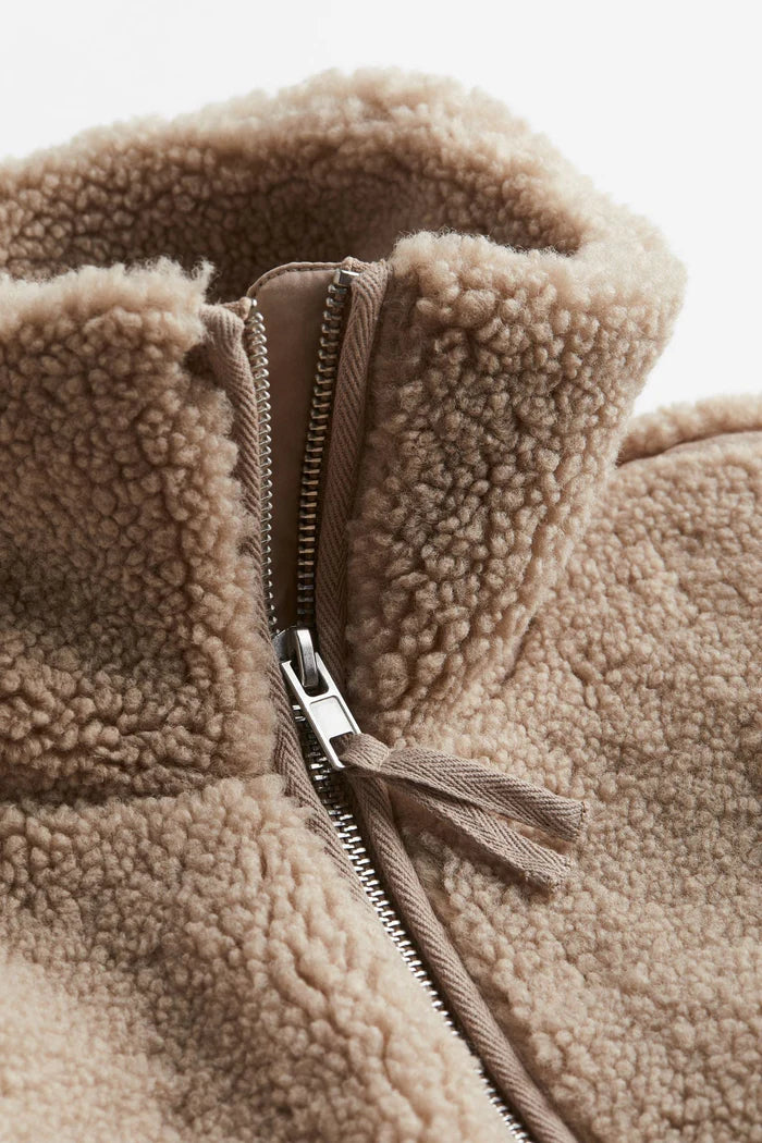 Women's Oversized Fleece Zip Jacket with High Collar