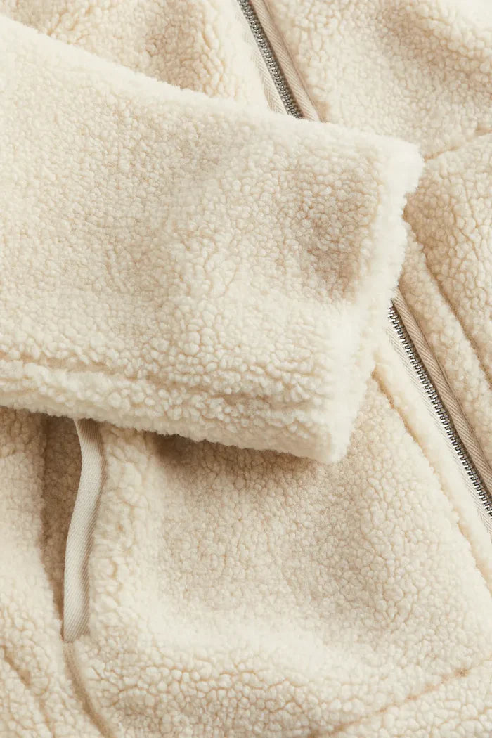 Women's Oversized Fleece Zip Jacket with High Collar